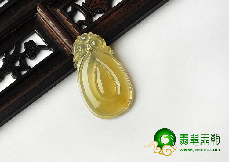 冰种黄翡缅甸翡翠A货福在眼前挂件