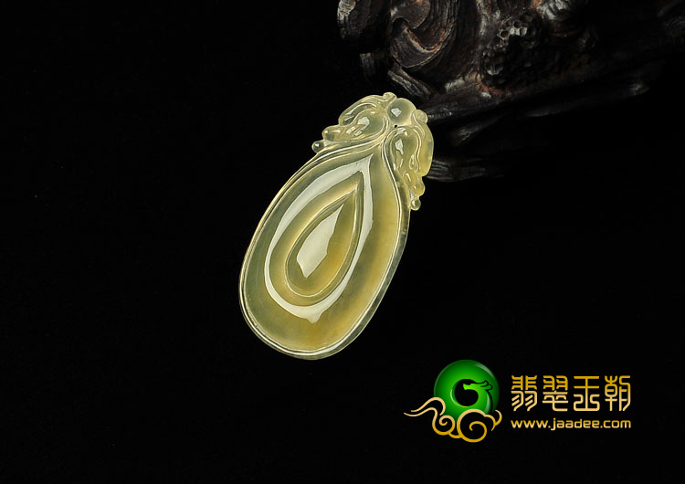 冰种黄翡缅甸翡翠A货福在眼前挂件