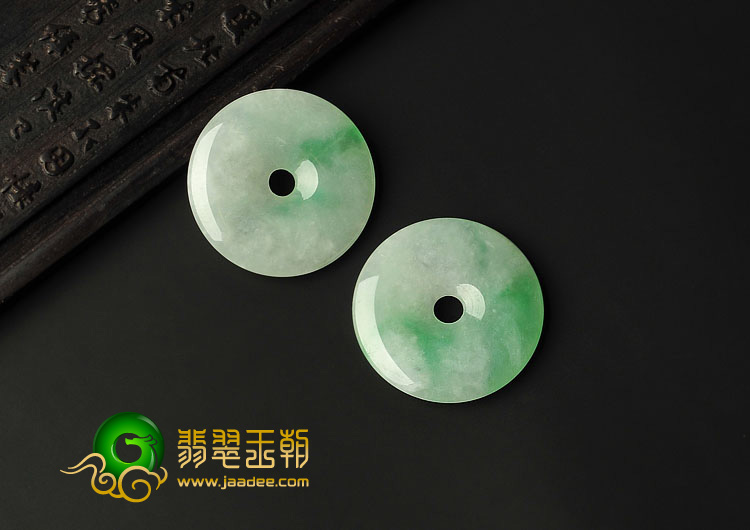 糯冰种飘翠缅甸翡翠A货平安扣挂件（单价）