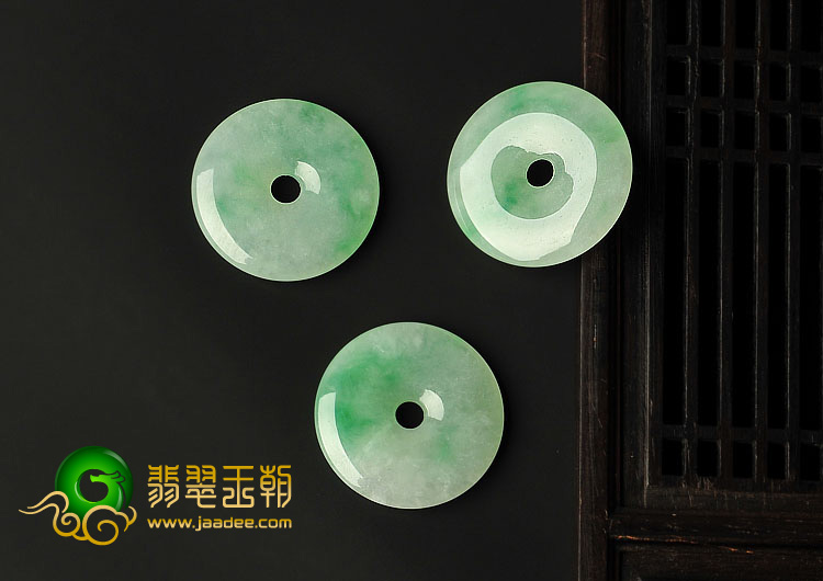 糯冰种飘翠缅甸翡翠A货平安扣挂件（单价）