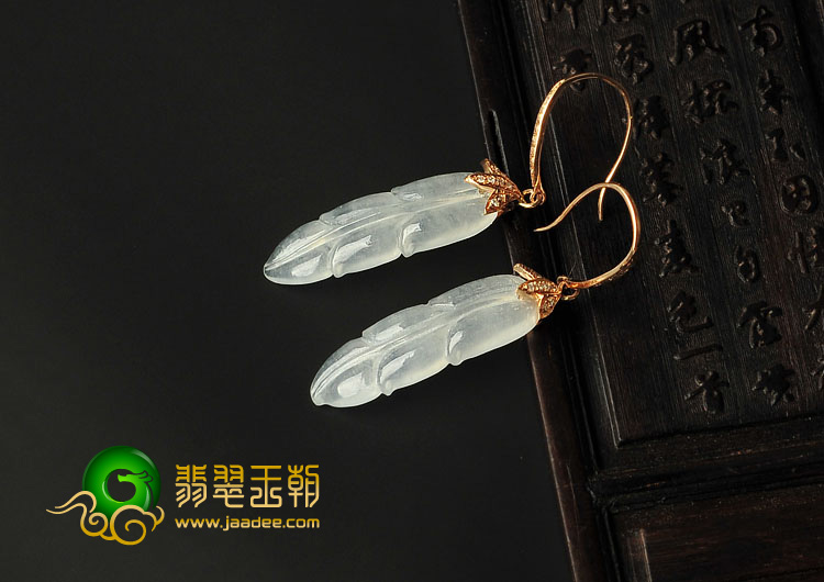 冰玻种缅甸翡翠A货金枝玉叶耳坠