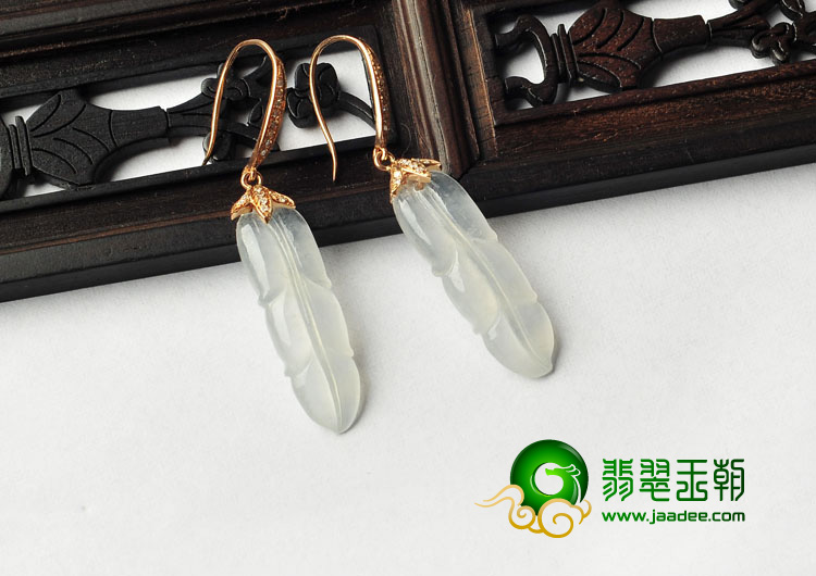 冰玻种缅甸翡翠A货金枝玉叶耳坠