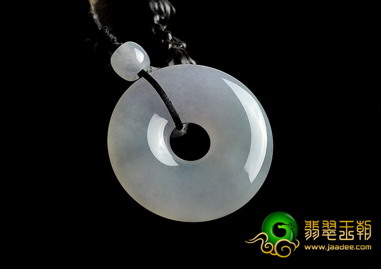 冰种淡春带彩缅甸翡翠A货平安扣挂件
