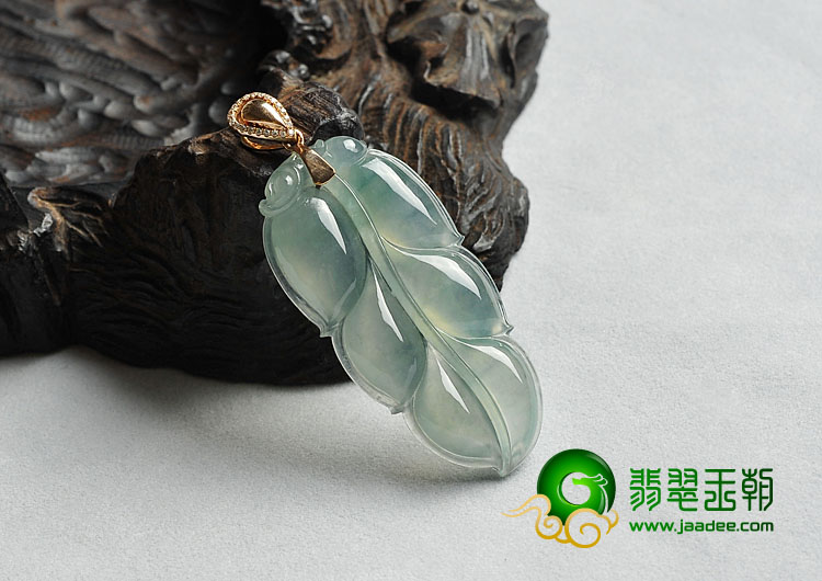 冰种晴水缅甸翡翠A货叶子挂件