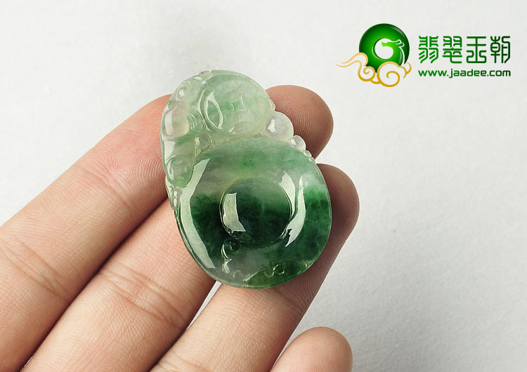 冰种飘花缅甸翡翠A货福在眼前挂件