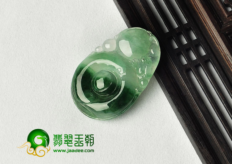冰种飘花缅甸翡翠A货福在眼前挂件