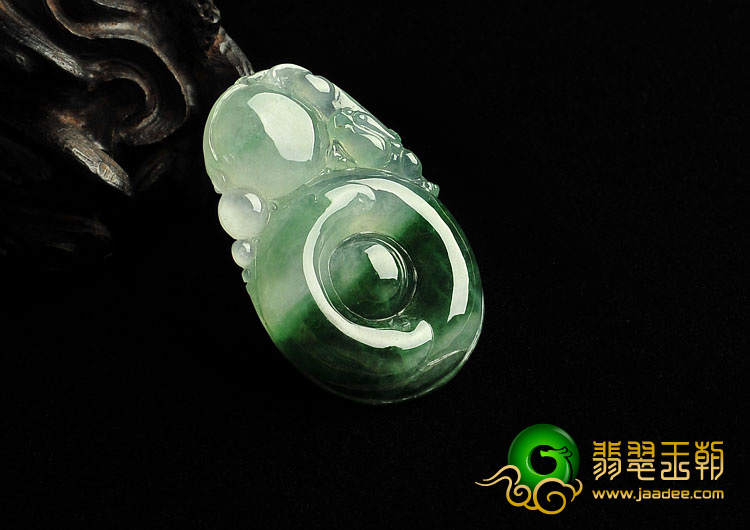 冰种飘花缅甸翡翠A货福在眼前挂件