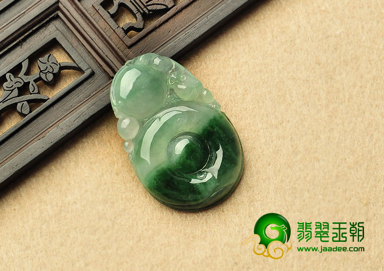 冰种飘花缅甸翡翠A货福在眼前挂件