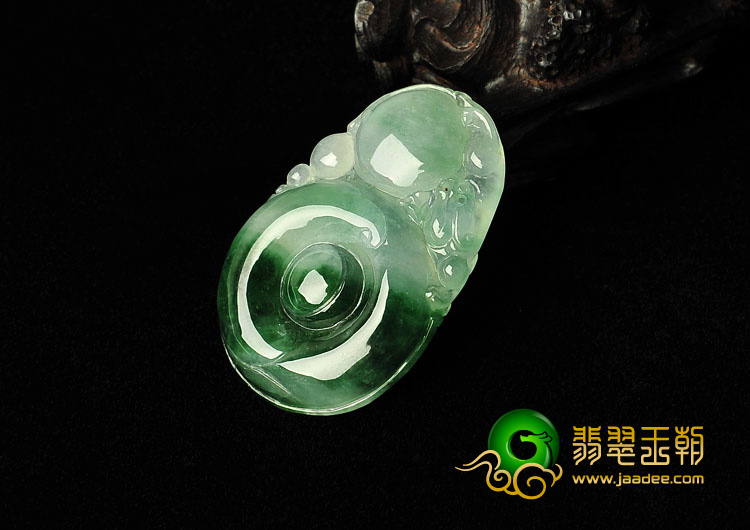 冰种飘花缅甸翡翠A货福在眼前挂件