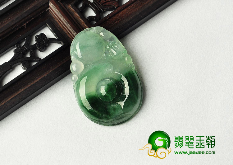 冰种飘花缅甸翡翠A货福在眼前挂件