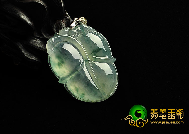 冰种飘花缅甸翡翠A货叶子挂件