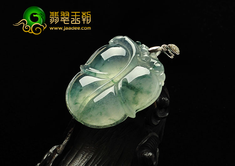 冰种飘花缅甸翡翠A货叶子挂件