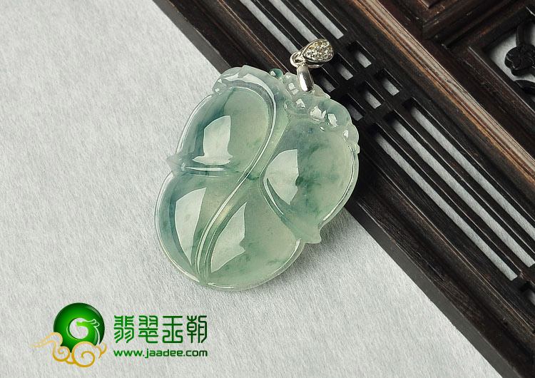 冰种飘花缅甸翡翠A货叶子挂件