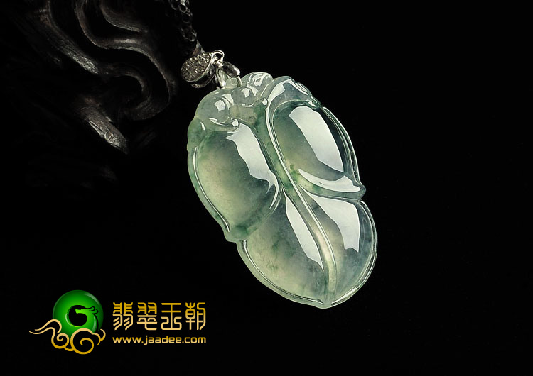 冰种飘花缅甸翡翠A货叶子挂件