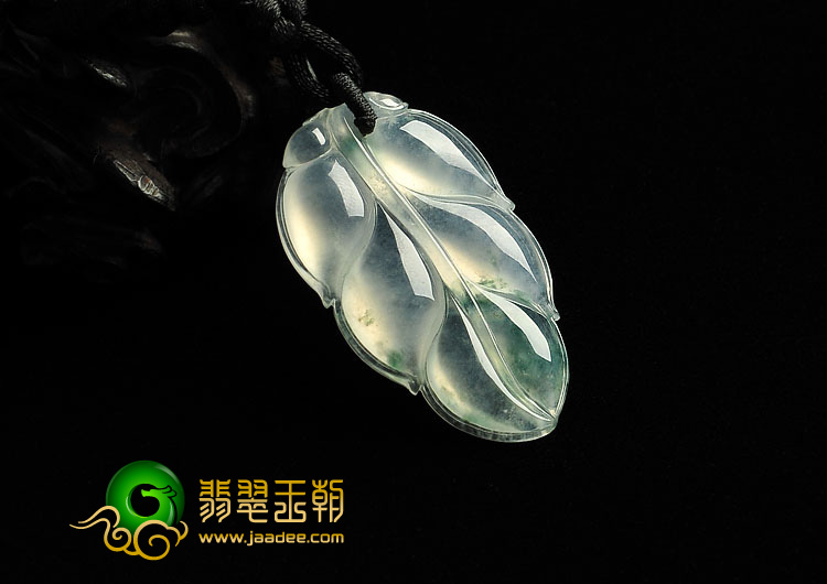冰玻种飘花缅甸翡翠A货叶子挂件