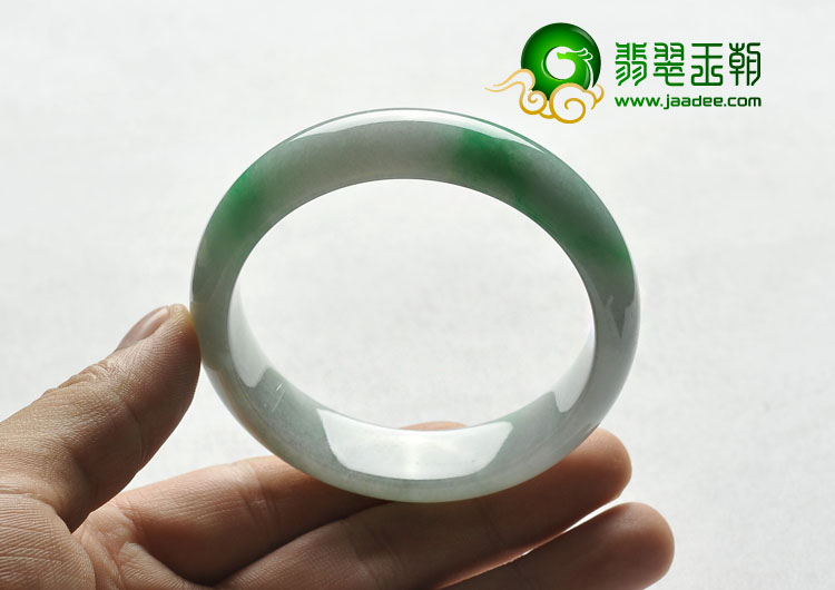 糯冰种飘翠缅甸翡翠A货手镯（56.2mm）