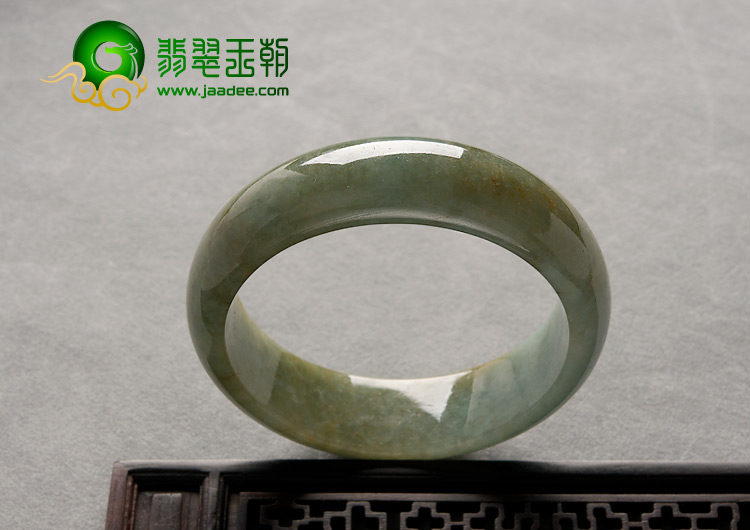 糯冰种黄翡青色缅甸翡翠A货手镯（55.5mm）