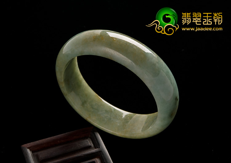 糯冰种黄翡青色缅甸翡翠A货手镯（55.5mm）