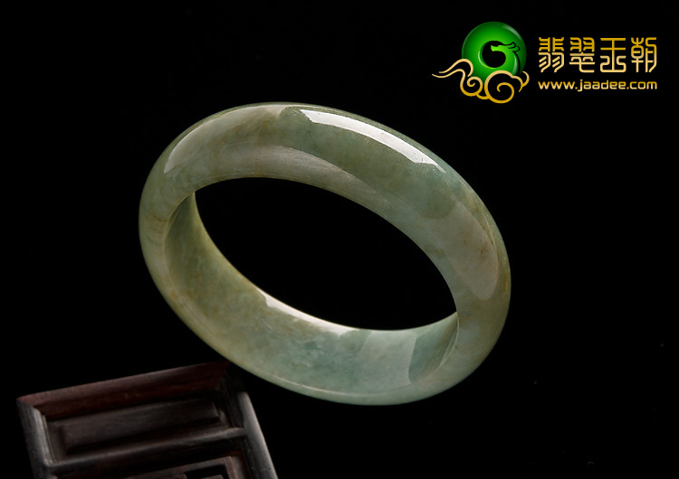 糯冰种黄翡青色缅甸翡翠A货手镯（55.5mm）