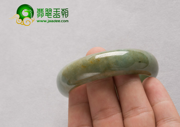 糯冰种黄翡青色缅甸翡翠A货手镯（55.5mm）