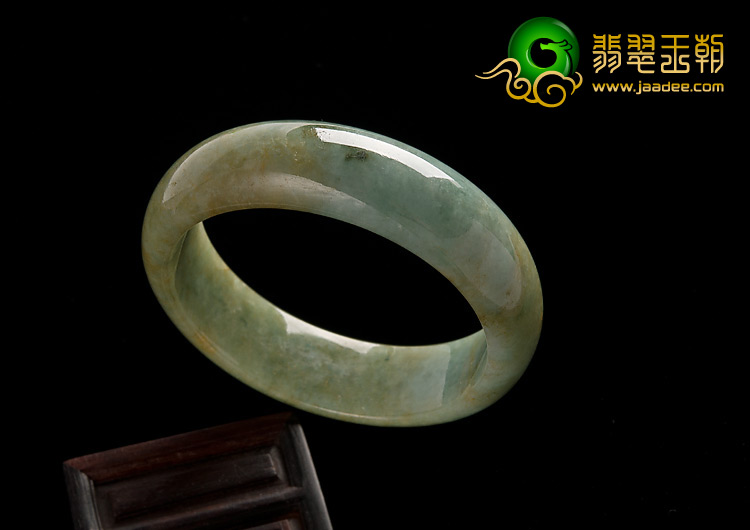 糯冰种黄翡青色缅甸翡翠A货手镯（55.5mm）