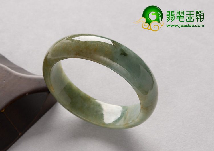 糯冰种黄翡青色缅甸翡翠A货手镯（55.5mm）