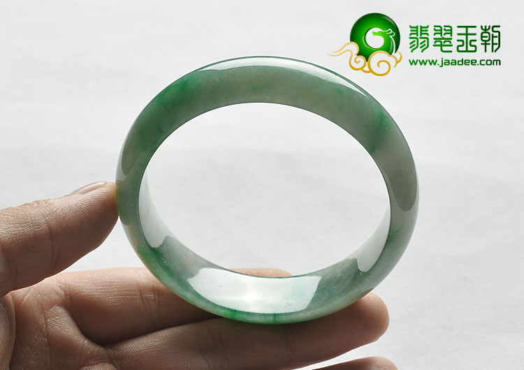 糯冰种飘翠缅甸翡翠A货手镯（59.4mm）