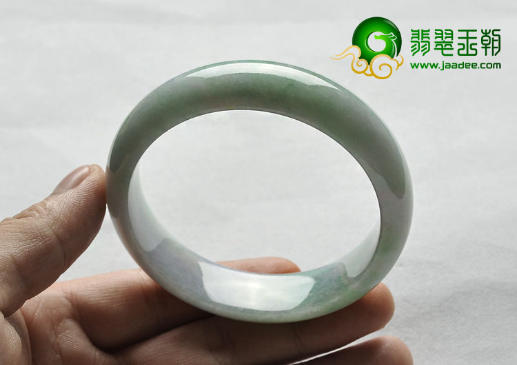 糯冰种春带彩缅甸翡翠A货手镯（59.4mm）
