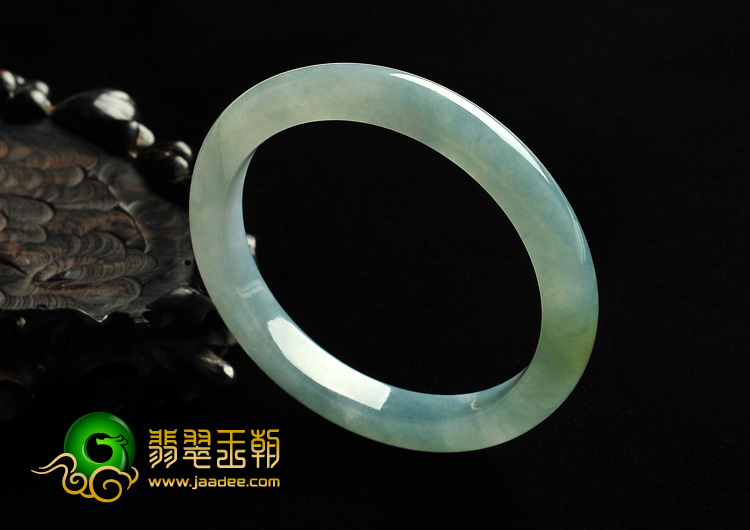 糯冰种晴水略带黄翡缅甸翡翠A货手镯（54mm）