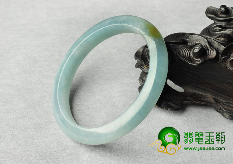 糯冰种晴水略带黄翡缅甸翡翠A货手镯（54mm）