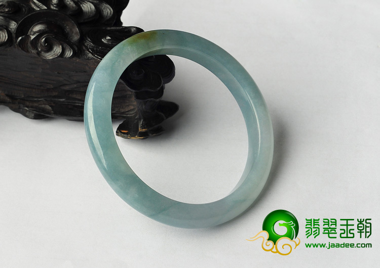 糯冰种晴水略带黄翡缅甸翡翠A货手镯（54mm）