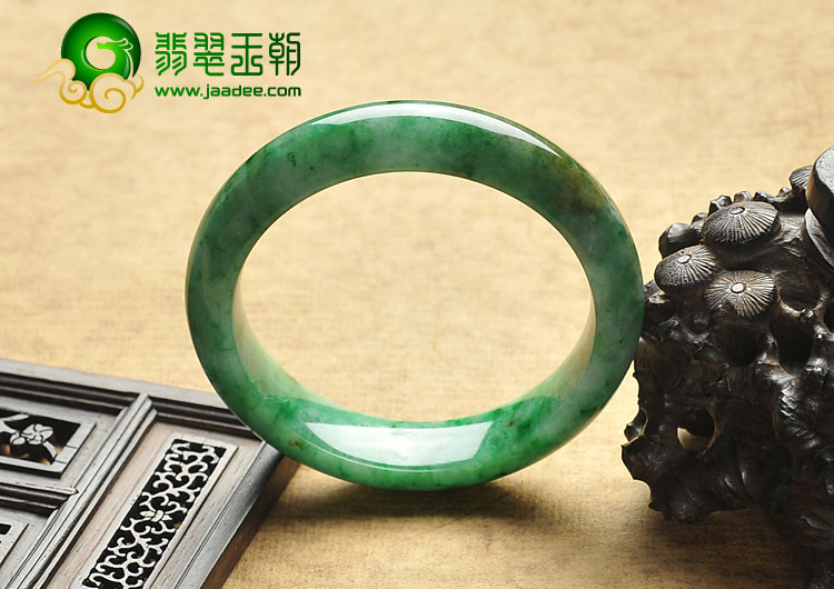 糯冰种黄加绿缅甸翡翠A货手镯（54.2mm）