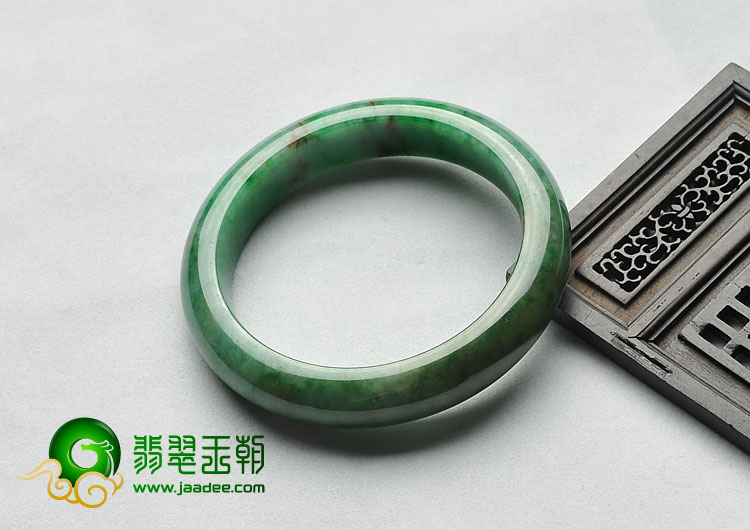 糯冰种黄加绿缅甸翡翠A货手镯（54.3mm）