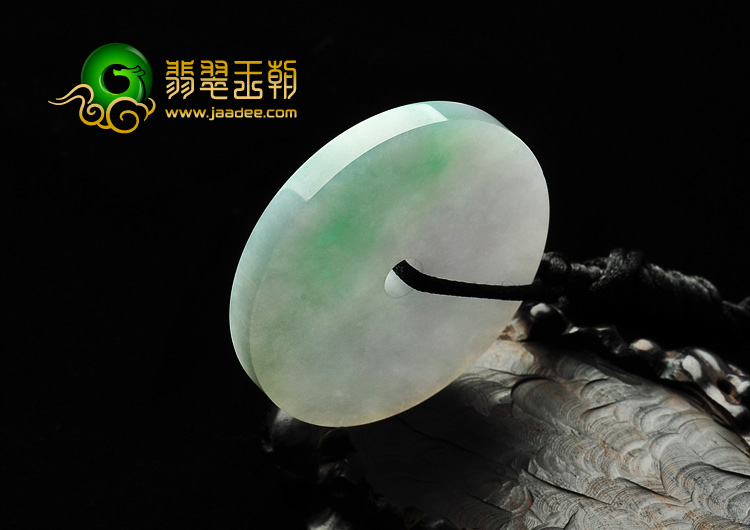 糯冰种春带彩缅甸翡翠A货平安扣挂件