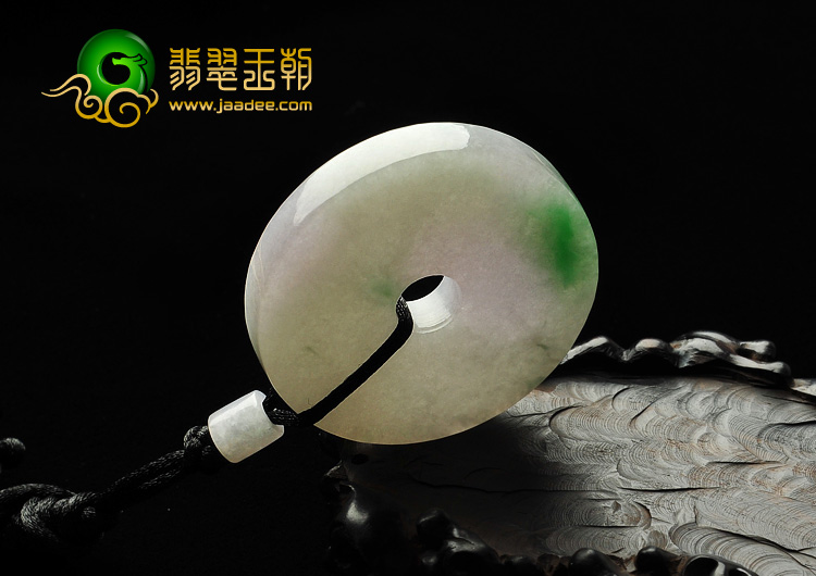 糯冰种春带彩缅甸翡翠A货平安扣挂件