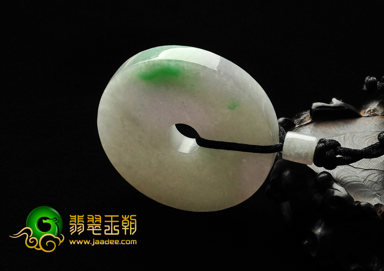 糯冰种春带彩缅甸翡翠A货平安扣挂件