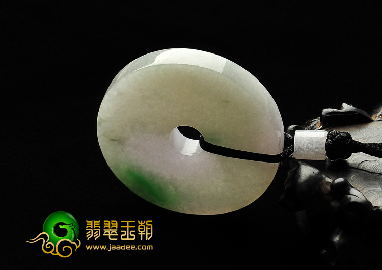糯冰种春带彩缅甸翡翠A货平安扣挂件