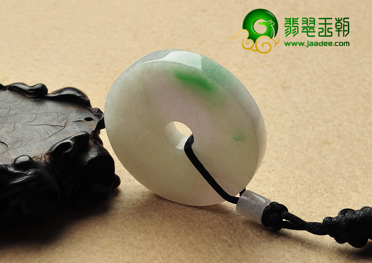 糯冰种春带彩缅甸翡翠A货平安扣挂件