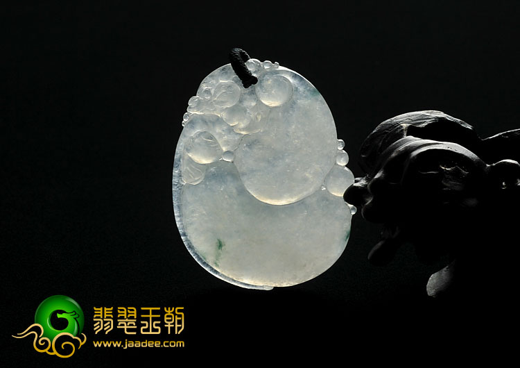 冰种略飘花缅甸翡翠A货福禄寿挂件