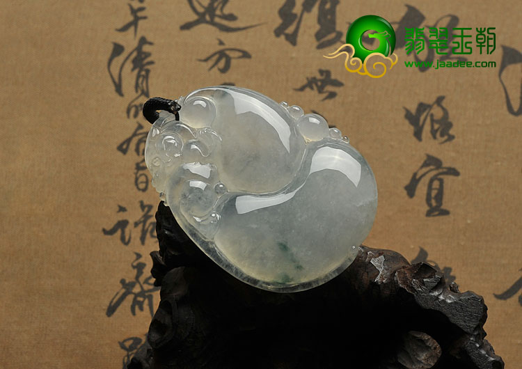 冰种略飘花缅甸翡翠A货福禄寿挂件