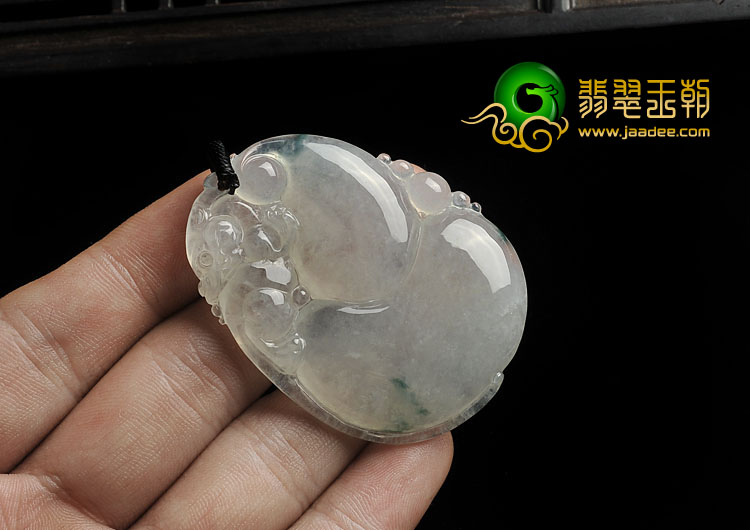 冰种略飘花缅甸翡翠A货福禄寿挂件