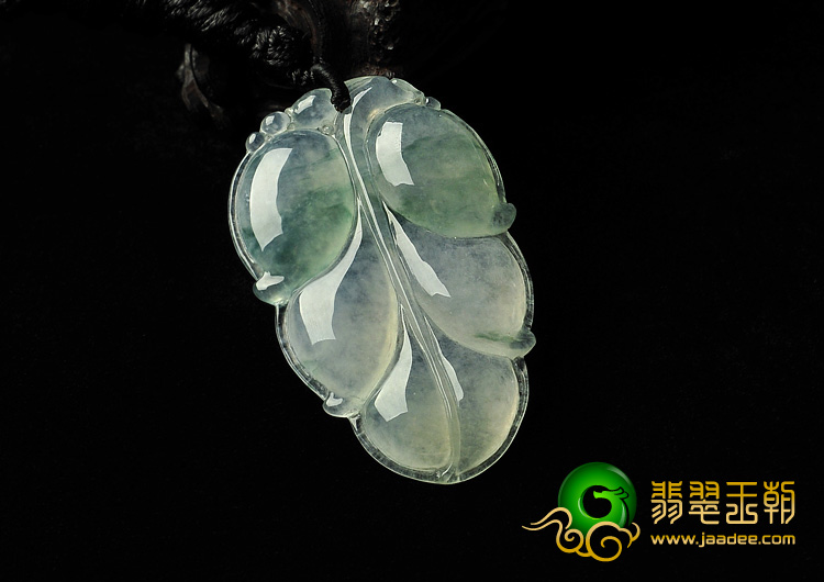冰种飘花缅甸翡翠A货叶子挂件