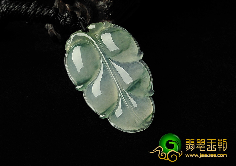 冰种飘花缅甸翡翠A货叶子挂件
