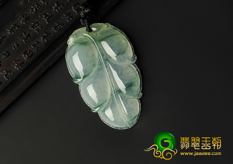 冰种飘花缅甸翡翠A货叶子挂件