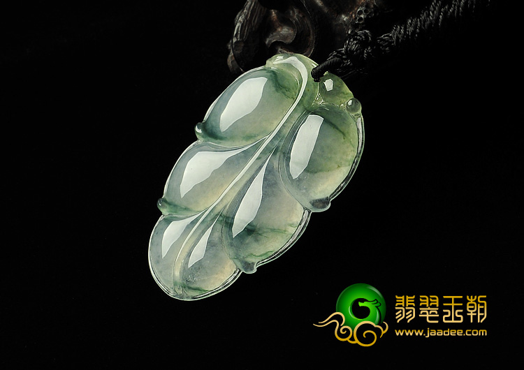 冰种飘花缅甸翡翠A货叶子挂件
