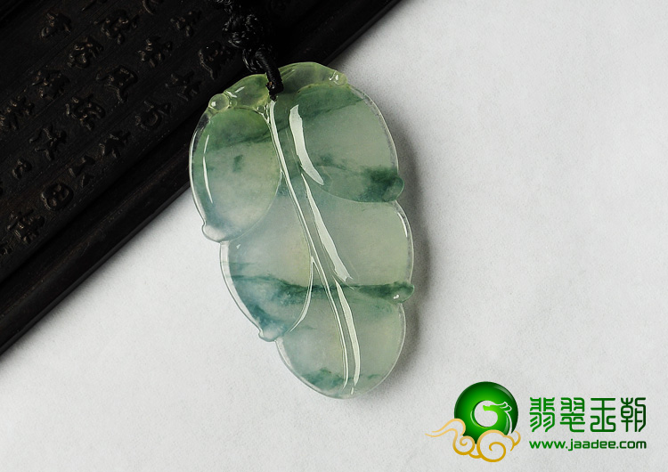 冰种飘花缅甸翡翠A货叶子挂件