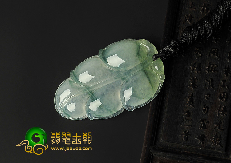 冰种飘花缅甸翡翠A货叶子挂件