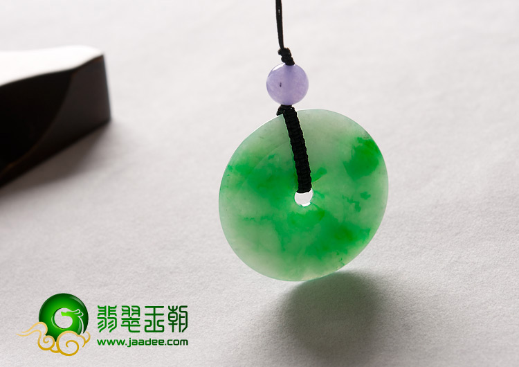 糯冰种飘翠缅甸翡翠A货平安扣挂件