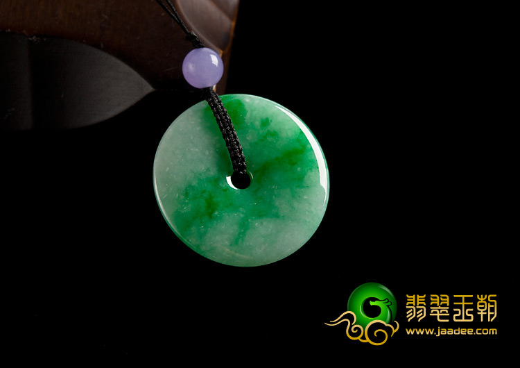 糯冰种飘翠缅甸翡翠A货平安扣挂件