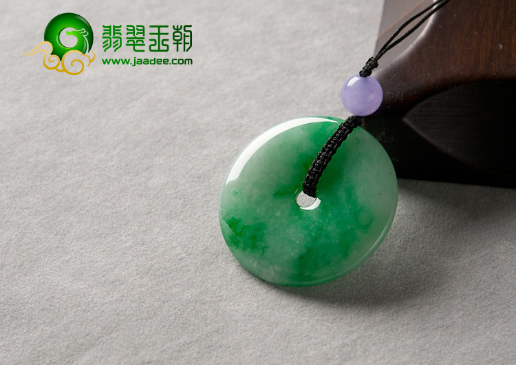 糯冰种飘翠缅甸翡翠A货平安扣挂件